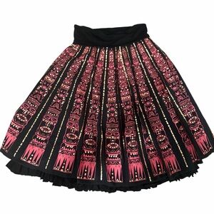 Basil and Maude hand decorated sequin midi skirt tribal size 6